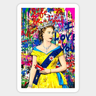 Queen Elizabeth II Art Graffiti Style Sticker